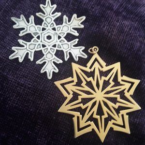 SALE Vintage1981 MMA Silver Plated Snowflake/Gold-plated Star Christmas Ornament